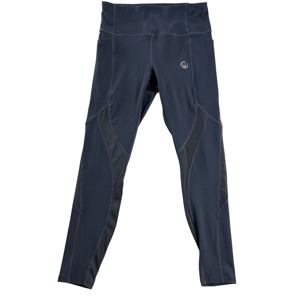 Marika High Rise Pocket Leggings Slate Blue Gray Mesh Panel 25 Inseam